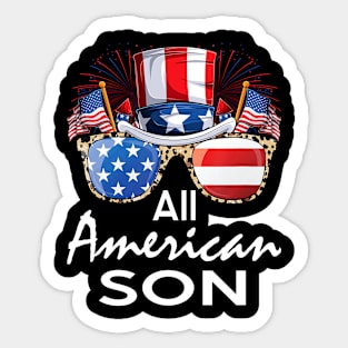 All American Son 4th of July USA America Flag Sunglasses Sticker